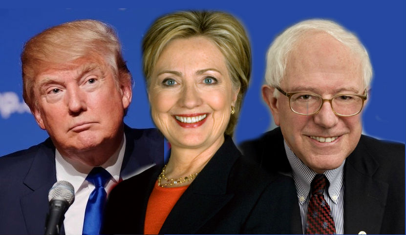 Donald Trump, Hilary Clinton and Bernie Sanders